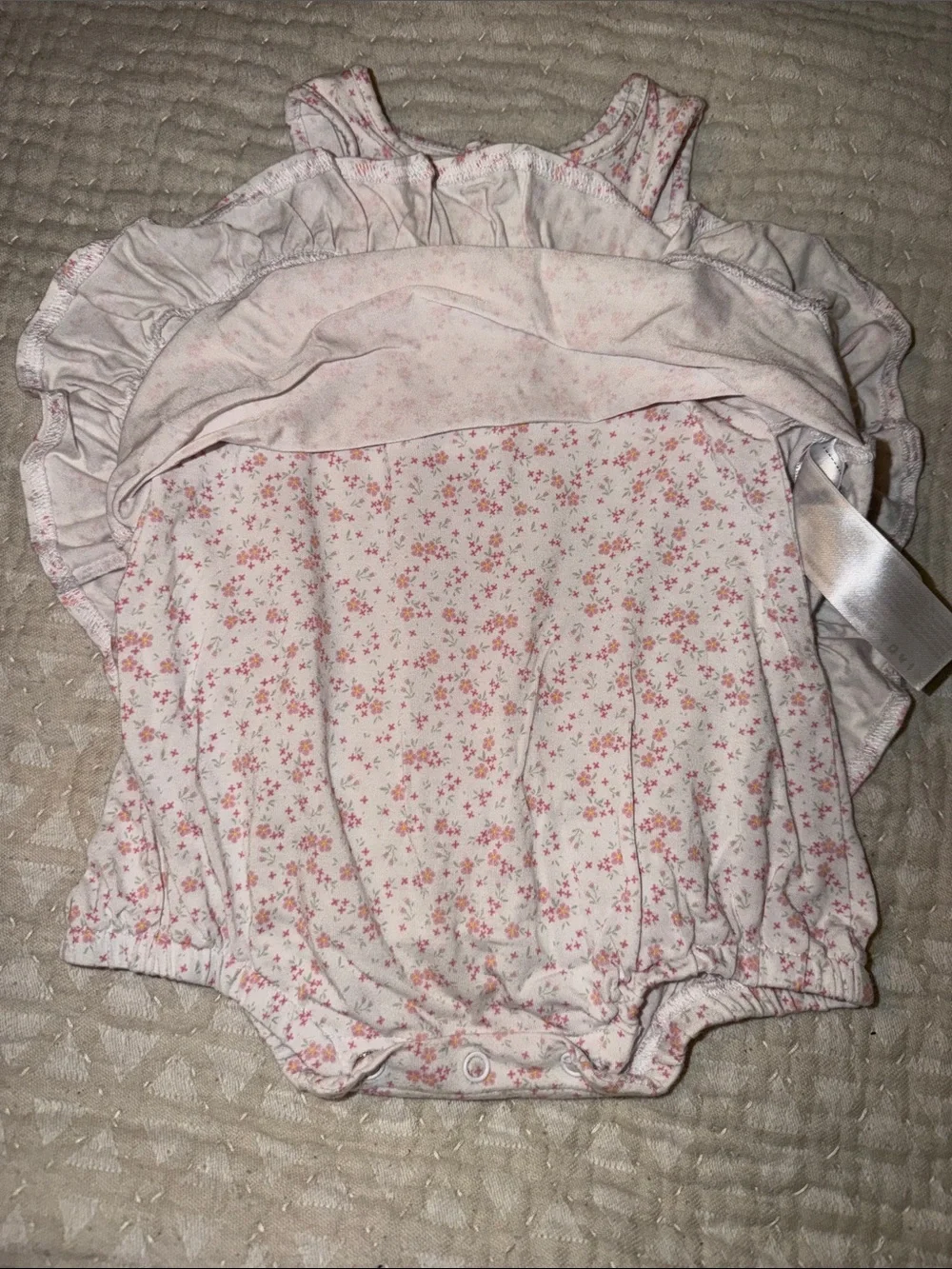 Posh Peanut Pink Floral Ruffle Diaper Cover Romper